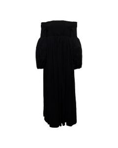Chloé Woman's Off Shoulder Black Wool Muslin Dress