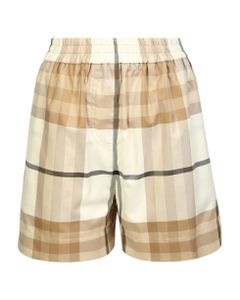 Shorts With Check Print By Burberry; Revisited With A Palette Of Satin Colors On White