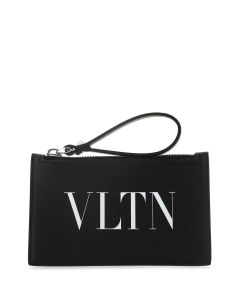 Valentino VLTN Logo Printed Zip-Up Cardholder