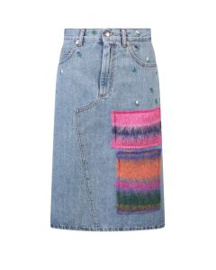Marni Embelllished Denim Midi Skirt