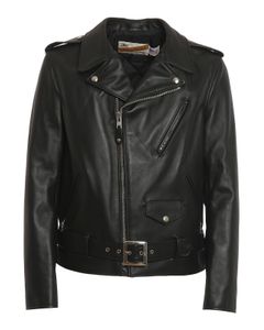 Leather jacket with epaulettes