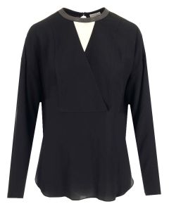 Brunello Cucinelli V-Neck Cut-Out Long-Sleeve Top
