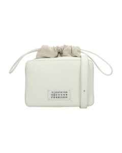 Shoulder Bag In White Leather And Fabric