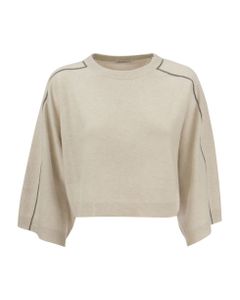 Wool, Cashmere And Silk Cropped Sweater