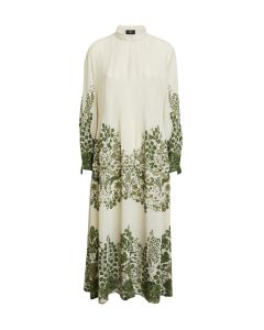 Etro Nature-Print High-Neck Collar Midi Dress