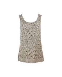 Sleeveless Round Neck Sweater In Linen, Cotton And Lurex