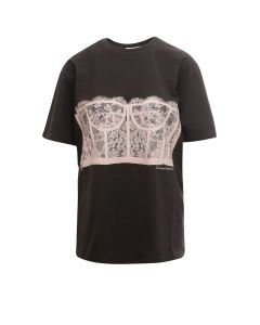 Alexander McQueen Lace Corset Crewneck T-Shirt