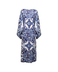 Dolce & Gabbana Woman's Long Tunic Dress With Majolica Silk Twill Print