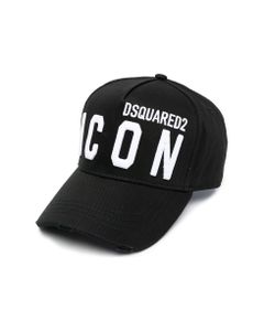 D-squared2 Man's Black Cotton Gabardine Cap With Logo