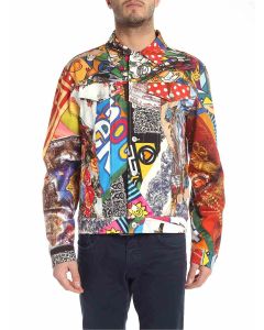 Multicolor jacket with foulard print