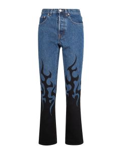 Vetements Flame-Print Straight Leg Jeans