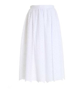 Broderie anglaise long skirt in white