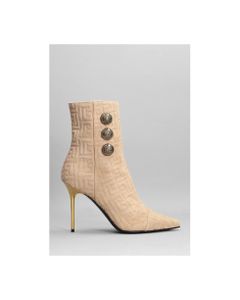 Roni High Heels Ankle Boots In Beige Leather