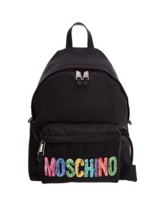 Moschino Logo Prined All-Around Zip Backpack