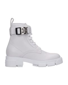 Combat Combat Boots In White Leather