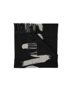 Alexander Mcqueen Woman's Graffiti White And Black Wool Scarf