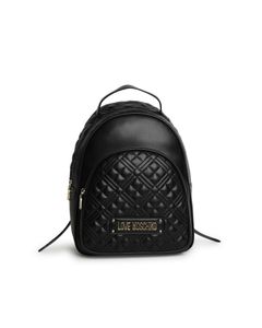 Love Moschino Logo Detailed Zipped Quilted Backpack