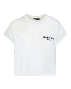 Balmain Logo Printed Cropped T-Shirt