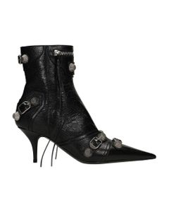 Cagole Bootie Low Heels Ankle Boots In Black Leather