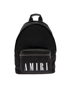 Amiri Man's Black Nylon Backpack With Logo Print