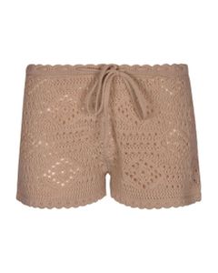 Diamond Patterned Drawstring Waist Knit Shorts