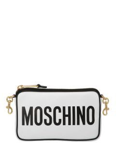 Moschino Logo Printed Chained Shoulder Bag