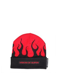 Vision Of Super Flame Intarsia Logo Patch Beanie