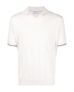 Cream Cotton Polo Shirt Brunello Cucinelli