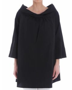 Black blouse with boat neckline