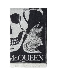 Alexander McQueen Skull-Printed Fringed Scarf