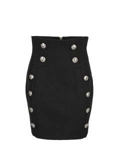 Balmain Button Embellished High Waist Pencil Skirt