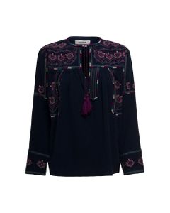 Treya Cotton Blouse With Embroidered Inserts