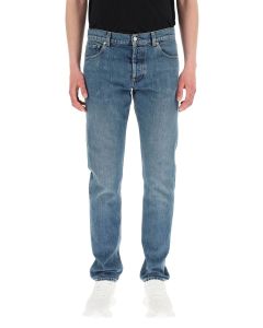 Alexander McQueen Low-Rise Logo Embroidered Jeans