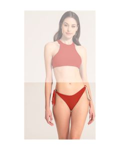 Marion Zimet Bikini Bottom With Wide Adjustable Laces, Reversible, In Ribbed Recyled Fabric
