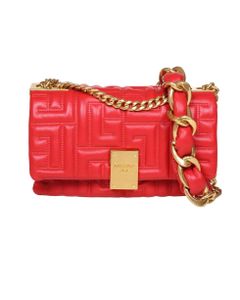 Balmain Flap Bag In Red Quilted Leather