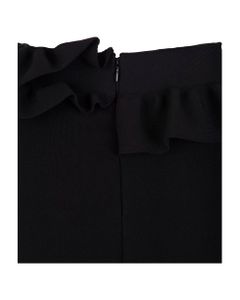 Woman Midi Pencil Skirt In Black Knit With Ruffles