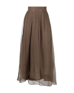 Brown Silk Maxi Skirt