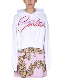 Versace Jeans Couture Logo Printed Cropped Hoodie