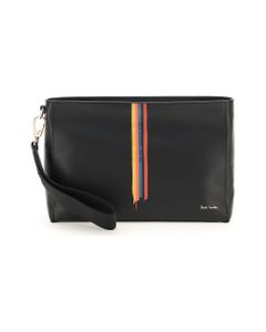 'painted Stripe' Leather Pouch