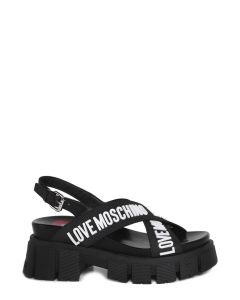 Love Moschino Logo Detailed Crossover Strap Sandals