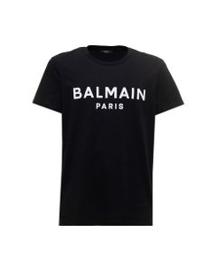 Balmain Woman 's Black Cotton T-shirt With Logo Print