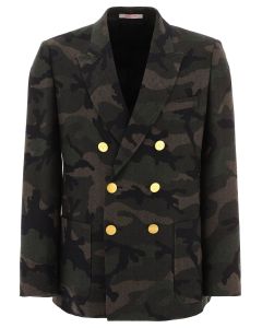 Valentino Camouflage-Print Double Breasted Blazer