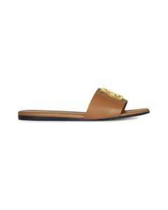 Woman 4g Flat Mules In Beige Camel Leather