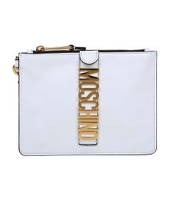 Clutch In Leather With Lettering Logo