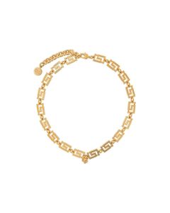 Squared Greca Gold Metal Necklace Versace Gold Metal