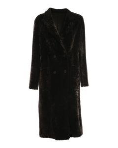 Double breasted shearling coat