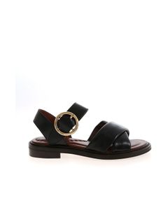 Branded buckle sandals in black