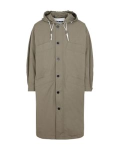 Button-up Hooded Parka Coat