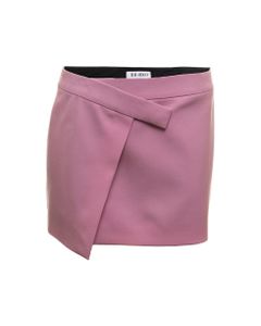 The Attico Woman's 'cloe' Asymmetrical Pink Wool Miniskirt