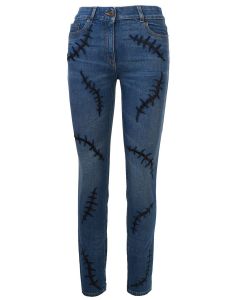 Moschino Scars Embroidered Slim-Fit Jeans